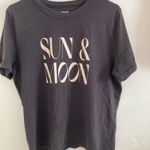 Madewell Black Tee with White 'Sun & Moon' Print